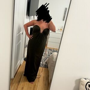 Thula Dark Olive Cutout U-Bar Column Maxi Dress -- Lulu's -- NEW w tags